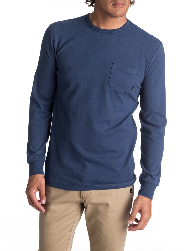 quiksilver, Men's Axin Long Sleeve Pocket Tee, ESTATE BLUE (bsw0) 0 Men's Axin Long Sleeve Pocket Tee Blue EQYKT03656 Quiksilver