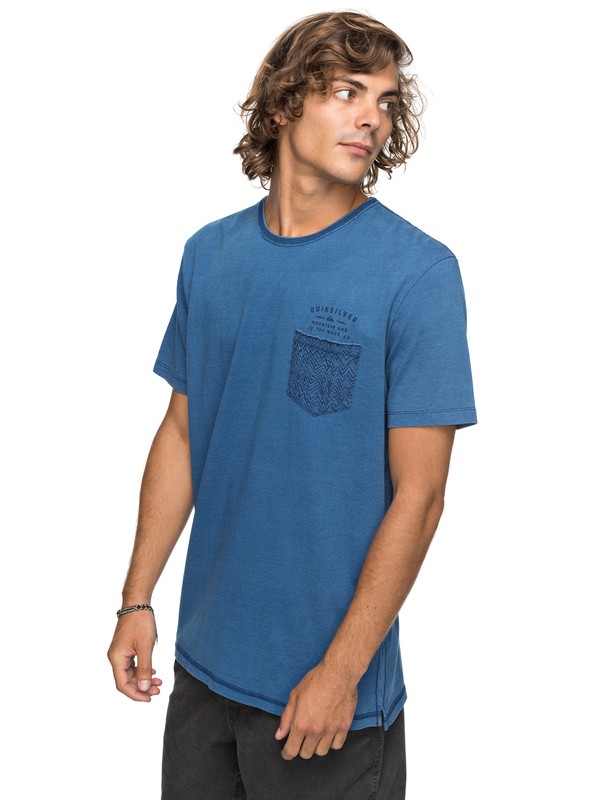 quiksilver, Bavericks - T shirt avec poche, BLUE USED (byl0) 0 Bavericks - T shirt avec poche Bleu EQYKT03684 Quiksilver
