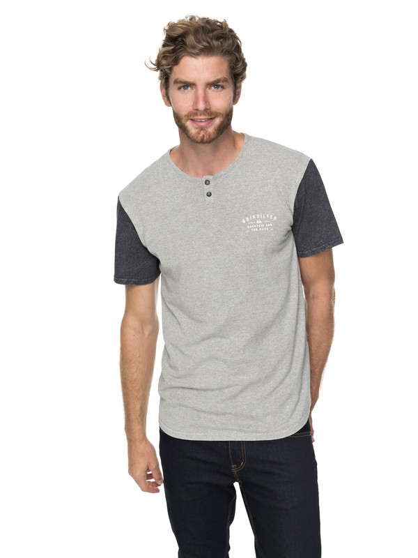 quiksilver, Optic Henley Tee, LIGHT GREY HEATHER (sjsh) 0 Optic Henley Tee Grey EQYKT03699 Quiksilver