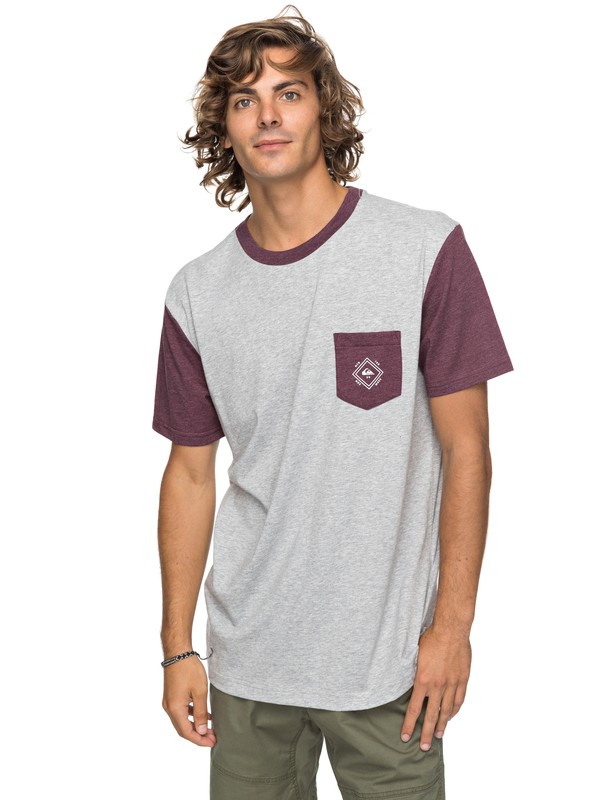 quiksilver, Baysic - Pocket-T-Shirt, LIGHT GREY HEATHER (sjsh) 0 Baysic - Pocket-T-Shirt Grau EQYKT03733 Quiksilver