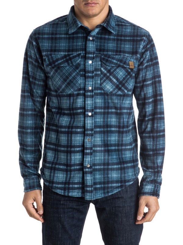 quiksilver, Surf Days Long Sleeve Fleece Shirt, DARK DENIM (brq0) 0 Surf Days Long Sleeve Fleece Shirt EQYPF03015 Quiksilver
