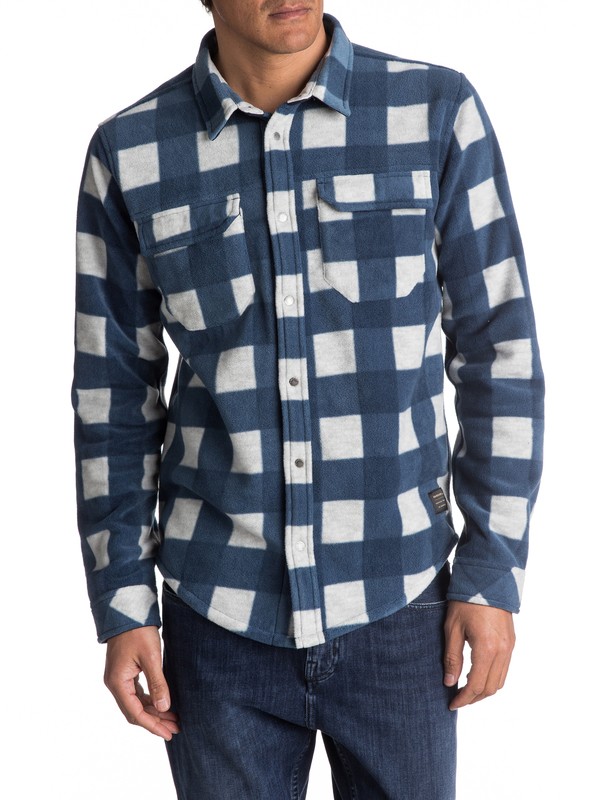 quiksilver, Surf Days Long Sleeve Polar Fleece Shirt, MGH CHECK (sey6) 0 Surf Days Long Sleeve Polar Fleece Shirt Grey EQYPF03025 Quiksilver