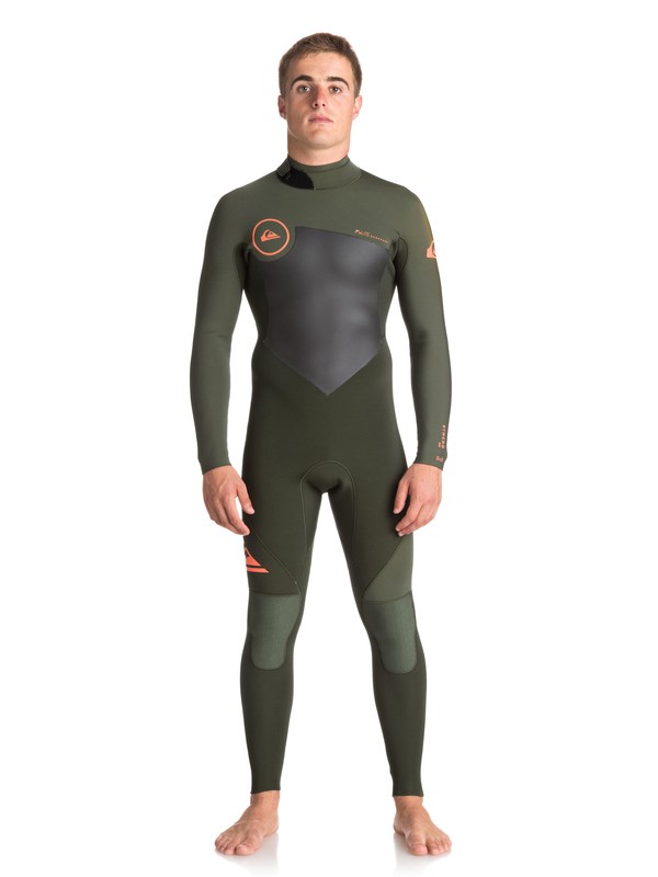 quiksilver, 3/2mm Syncro Series - Back Zip GBS Wetsuit, DARK IVY/ IVY/ SHRIMP PINK (xcgn) 0 3/2mm Syncro Series - Back Zip GBS Wetsuit Brown EQYW103037 Quiksilver