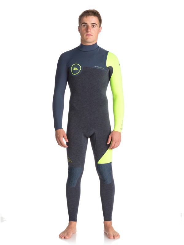 quiksilver, 4/3mm Highline Series - Combinaison sans zip, HEATHER SLATE/ SLATE/ SAFETY Y (xkbg) 0 4/3mm Highline Series - Combinaison sans zip Noir EQYW103051 Quiksilver