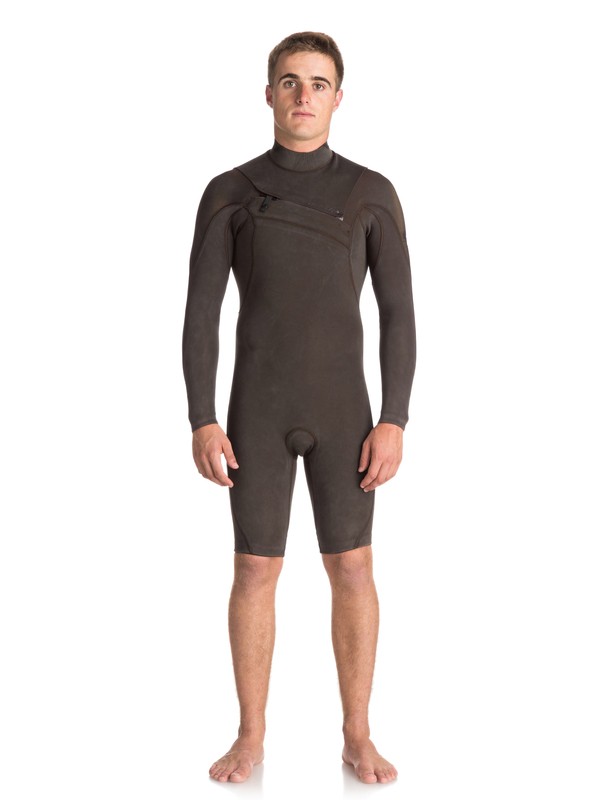 quiksilver, 2/2mm Quiksilver Originals Monochrome - Springsuit manches longues zip poitrine, SEAL BROWN (ktq0) 0 2/2mm Quiksilver Originals Monochrome - Springsuit manches longues zip poitrine Noir EQYW403008 Quiksilver