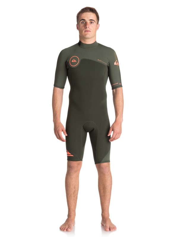quiksilver, 2mm Syncro - Springsuit à manches courtes, DARK IVY/ IVY/ SHRIMP PINK (xcgn) 0 2mm Syncro - Springsuit à manches courtes Marron EQYW503006 Quiksilver