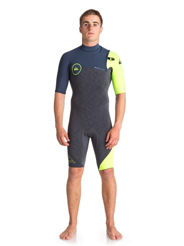 quiksilver, 2/2mm Highline Series - Springsuit manches courtes sans zip, HEATHER SLATE/ SLATE/ SAFETY Y (xkbg) 0 2/2mm Highline Series - Springsuit manches courtes sans zip Noir EQYW503007 Quiksilver