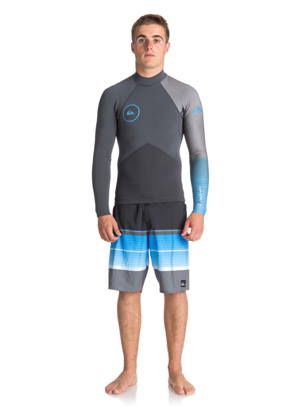 quiksilver, 2mm Highline Plus - Haut manches longues en néoprène, GRAPHITE/ GUN METAL/ SEA BLUE (xbkb) 0 2mm Highline Plus - Haut manches longues en néoprène Bleu EQYW803009 Quiksilver
