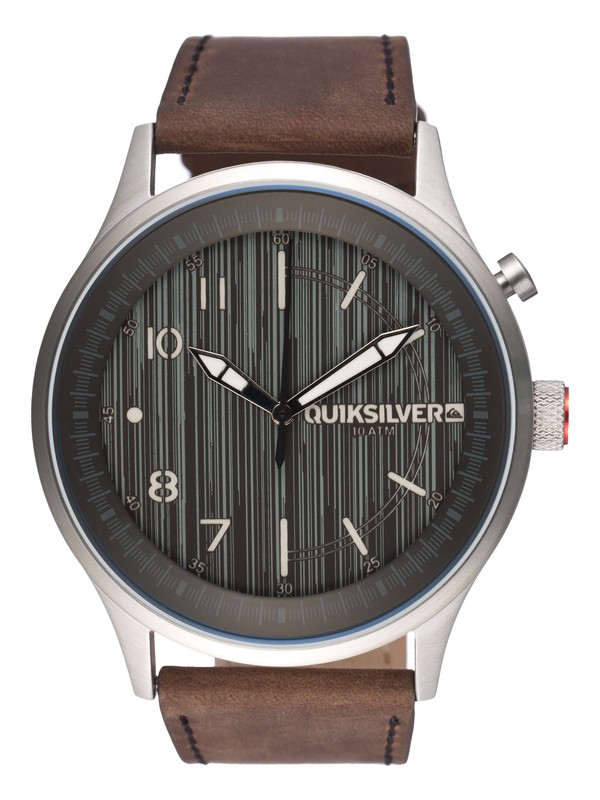 quiksilver, Admiral Leather Watch, SILVER/BROWN (lbr) 0 Admiral Leather Watch EQYWA00008 Quiksilver