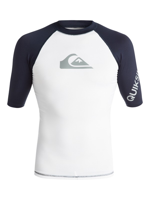 quiksilver, All Time - Rash Vest met korte mouwen UV-bescherming, WHITE/NAVY BLAZER (xwwb) 0 All Time - Rash Vest met korte mouwen UV-bescherming White EQYWR03033 Quiksilver
