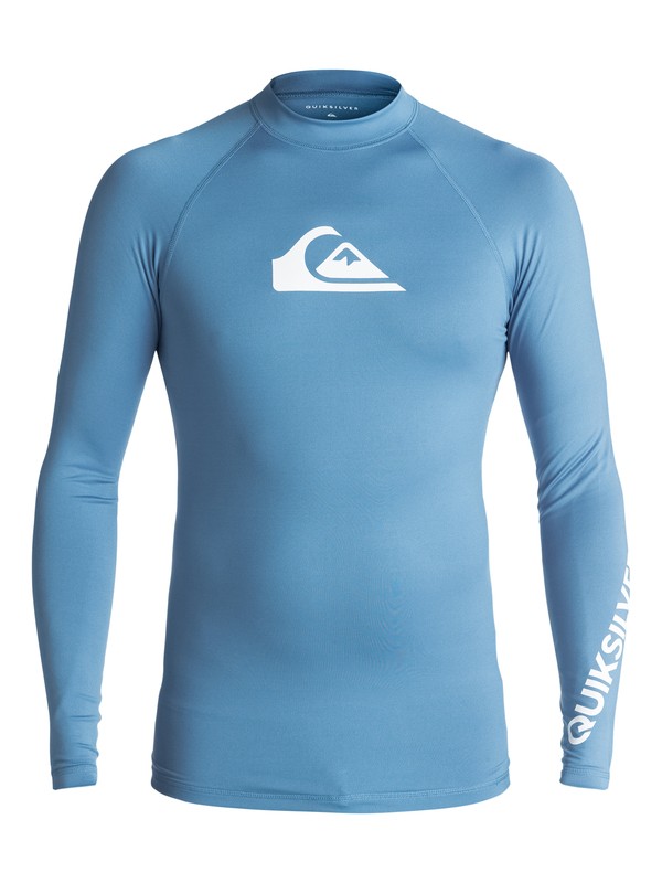 quiksilver, All Time Long Sleeve UPF 50 Rashguard, CENDRE BLUE (bll0) 0 All Time Long Sleeve UPF 50 Rashguard Blue EQYWR03034 Quiksilver