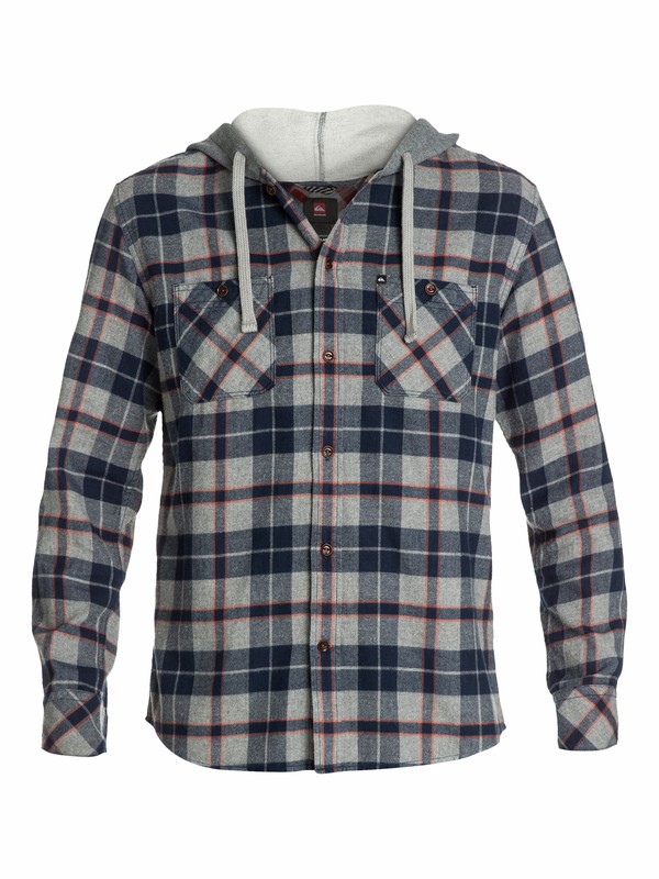 quiksilver, Puffer Hooded Long Sleeve Flannel Shirt, PUFFER NAVY BLAZER (byj1) 0 Puffer Hooded Long Sleeve Flannel Shirt EQYWT03006 Quiksilver