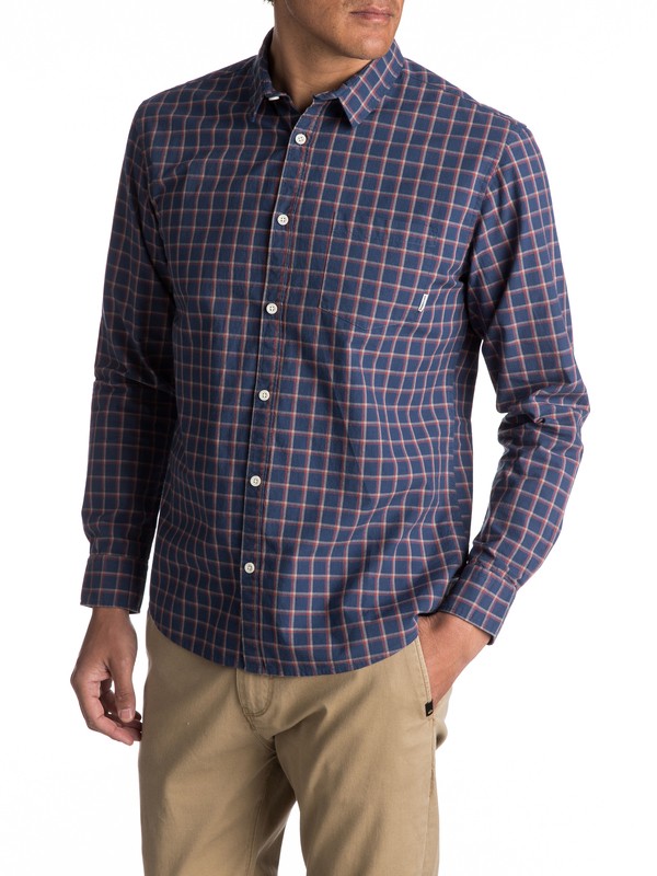 quiksilver, Everyday Check Long Sleeve Shirt, DARK DENIM EVERYDAY CHECK (brq1) 0 Everyday Check Long Sleeve Shirt Blue EQYWT03531 Quiksilver