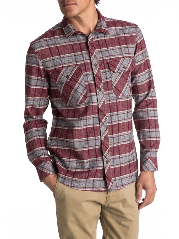 quiksilver, River Back Flannel Long Sleeve Shirt, POMEGRANITE RIVER BACK (rzg1) 0 River Back Flannel Long Sleeve Shirt Red EQYWT03532 Quiksilver