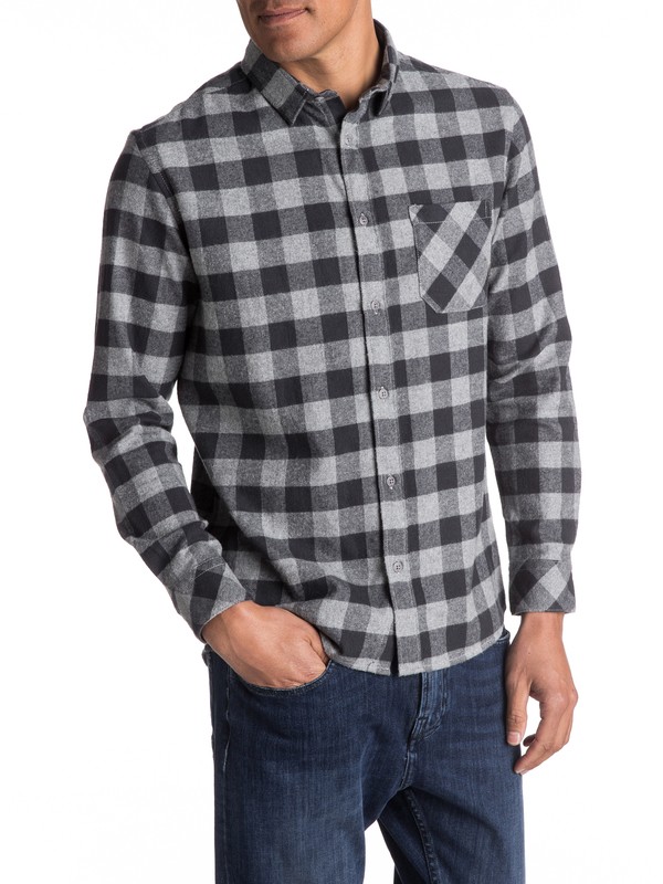 quiksilver, Motherfly Flannel Long Sleeve Shirt, TARMAC MOTHERFLY (kta1) 0 Motherfly Flannel Long Sleeve Shirt Black EQYWT03573 Quiksilver