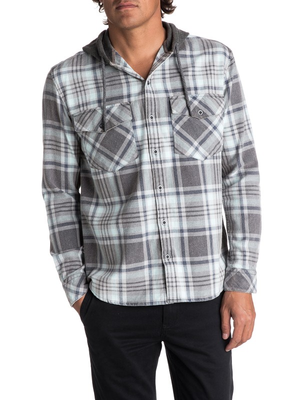 quiksilver, Men's Tang Hooded Long Sleeve Shirt, BLUE LIGHT HOODED (bek1) 0 Men's Tang Hooded Long Sleeve Shirt Blue EQYWT03614 Quiksilver