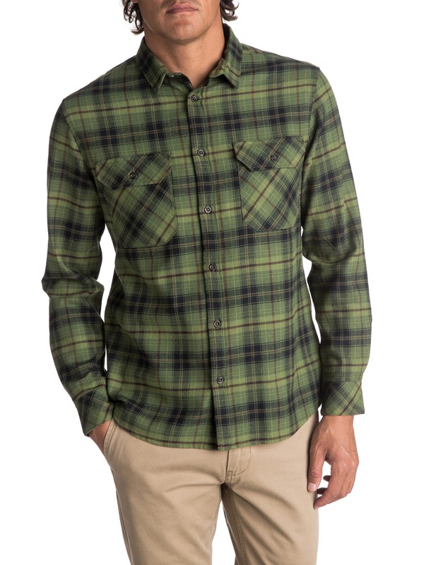 quiksilver, Men's Fitzspeere Long Sleeve Shirt, RIFFLE SHD LUMBER (gsq1) 0 Men's Fitzspeere Long Sleeve Shirt Green EQYWT03624 Quiksilver