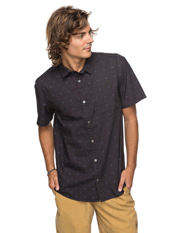 quiksilver, Kamanoa Short Sleeve Shirt, TARMAC MINI KAMANOA (kta6) 0 Kamanoa Short Sleeve Shirt Black EQYWT03636 Quiksilver