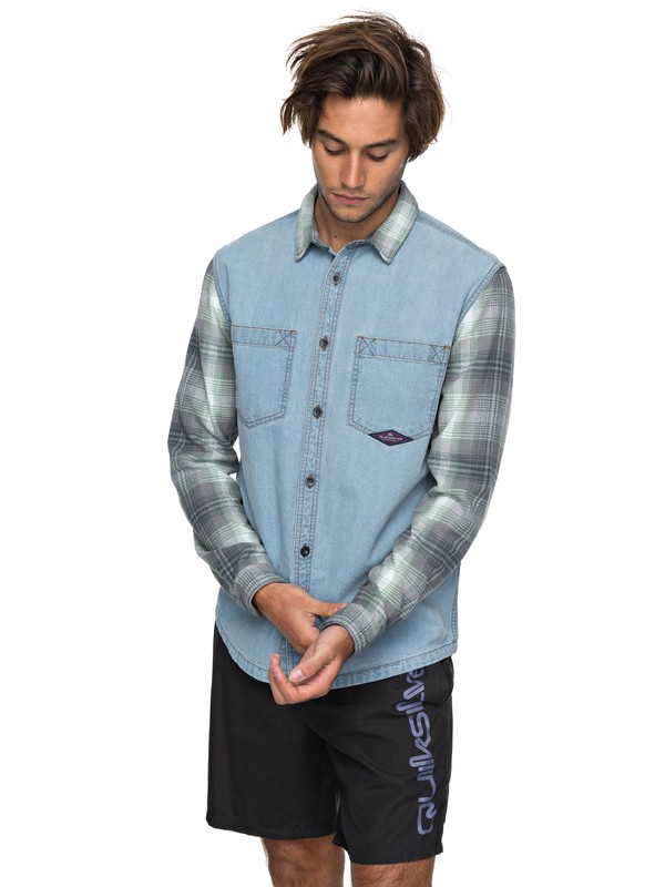 quiksilver, Dumb & Surfer - Chemise à manches longues, BLUE USED (bylw) 0 Dumb & Surfer - Chemise à manches longues Bleu EQYWT03640 Quiksilver