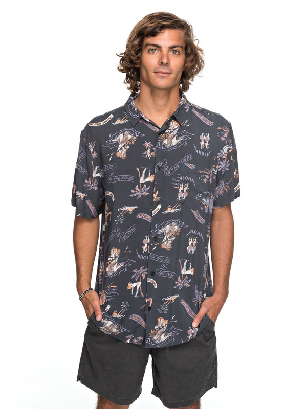 quiksilver, Aloha Strip Club Short Sleeve Shirt, TARMAC ALOHA TRIP CLUB (kta6) 0 Aloha Strip Club Short Sleeve Shirt Black EQYWT03646 Quiksilver
