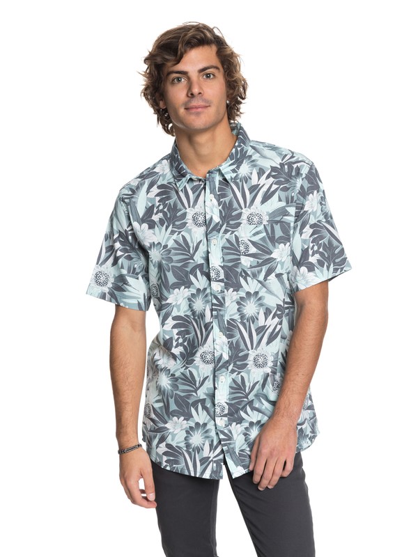 quiksilver, Hippy Beach - Short Sleeve Shirt, TRELLIS HIPPY BEACH (bkw6) 0 Hippy Beach - Short Sleeve Shirt Blue EQYWT03684 Quiksilver