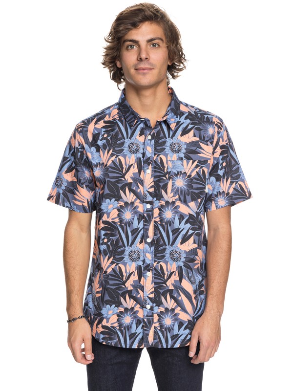 quiksilver, Hippy Beach - Short Sleeve Shirt, VINTAGE INDIGO HIPPY BEACH (byl6) 0 Hippy Beach - Short Sleeve Shirt Blue EQYWT03684 Quiksilver