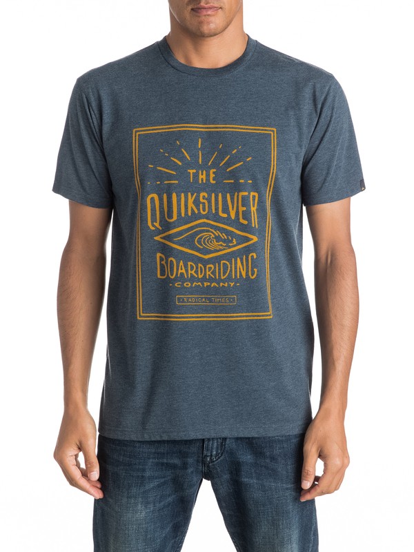quiksilver, Heather Double Lines - Tee-Shirt, DARK DENIM HEATHER (brqh) 0 Heather Double Lines - Tee-Shirt Bleu EQYZT04289 Quiksilver