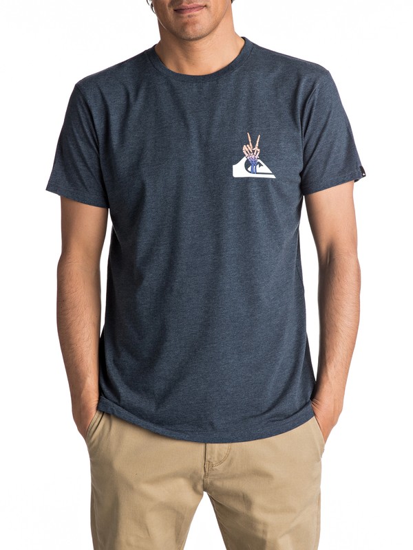 quiksilver, Premium East Peace Cave - T Shirt col rond, DARK DENIM HEATHER (brqh) 0 Premium East Peace Cave - T Shirt col rond EQYZT04545 Quiksilver