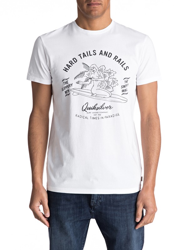 quiksilver, Garment Dye Hard Tails - Maglietta, WHITE (wbb0) 0 Garment Dye Hard Tails - Maglietta White EQYZT04562 Quiksilver