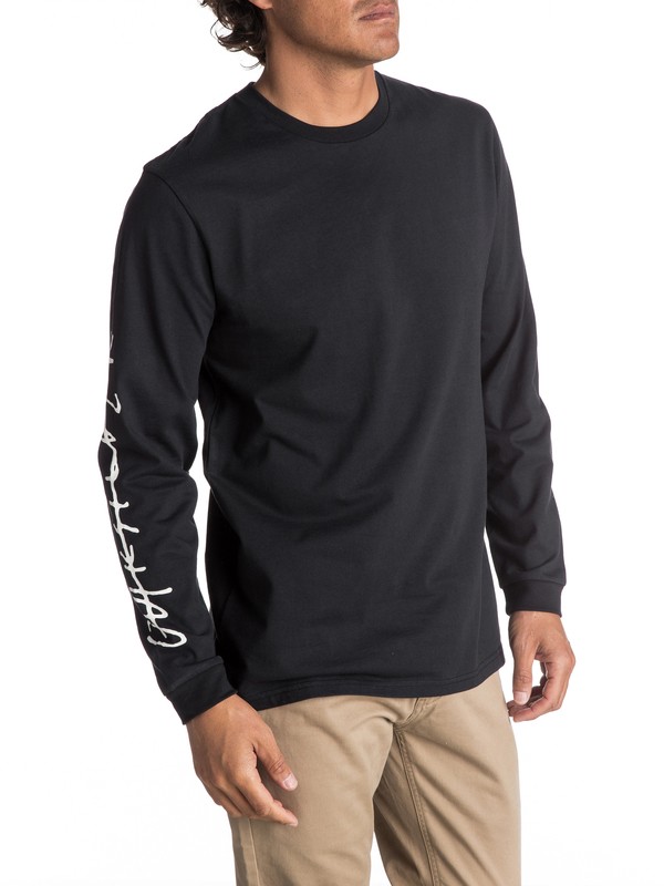 quiksilver, Men's Beach Spray Long Sleeve Tee, BLACK (kvj0) 0 Men's Beach Spray Long Sleeve Tee Black EQYZT04593 Quiksilver