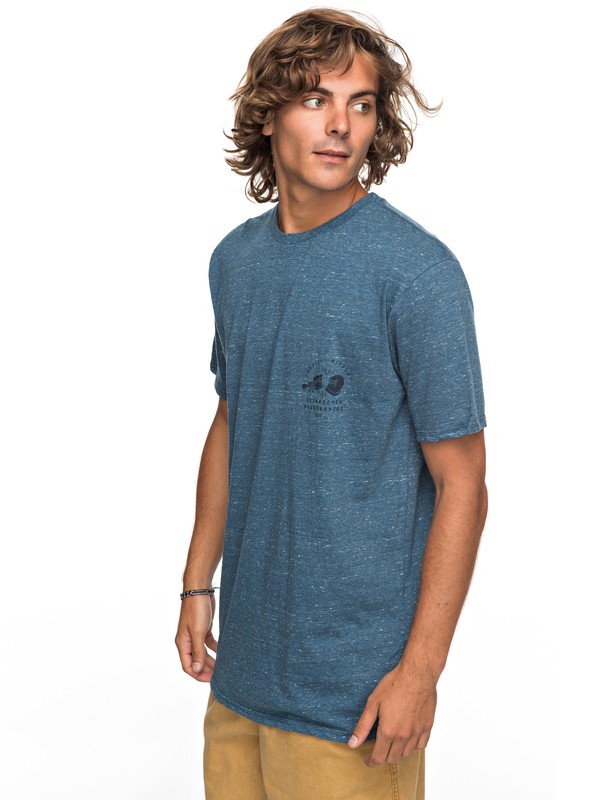 quiksilver, Organic Long Lost - T Shirt col rond, REAL TEAL HEATHER (bprh) 0 Organic Long Lost - T Shirt col rond Bleu EQYZT04743 Quiksilver