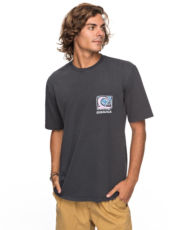 quiksilver, Durable Dens Way - T Shirt col rond, TARMAC (kta0) 0 Durable Dens Way - T Shirt col rond Noir EQYZT04759 Quiksilver