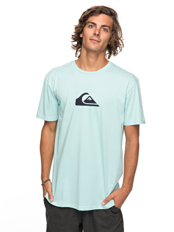 quiksilver, Classic Comp Logo - T Shirt col rond, EGGSHELL BLUE (bfd0) 0 Classic Comp Logo - T Shirt col rond Bleu EQYZT04773 Quiksilver