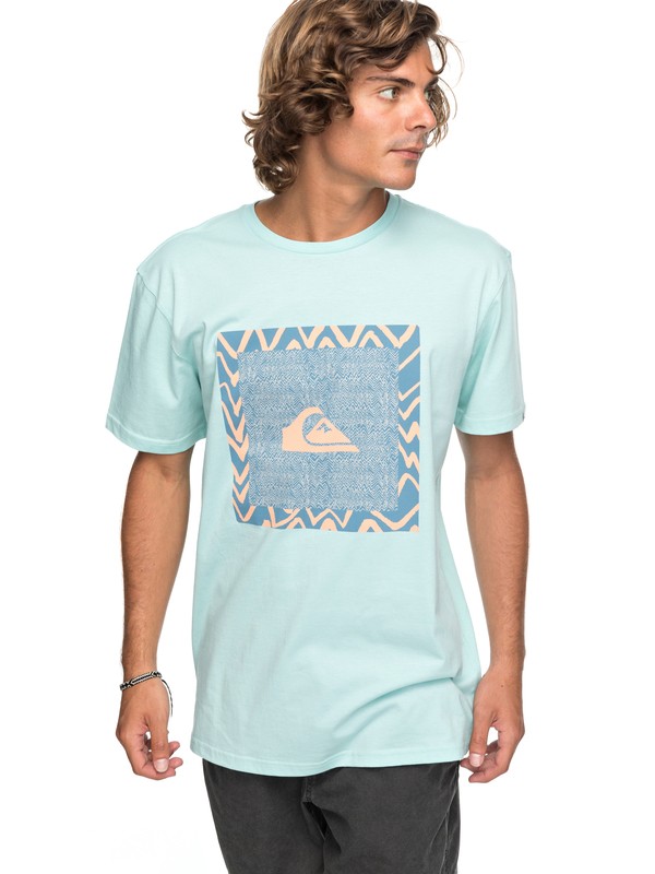 quiksilver, Classic Nano Spano - T Shirt col rond, EGGSHELL BLUE (bfd0) 0 Classic Nano Spano - T Shirt col rond Bleu EQYZT04775 Quiksilver
