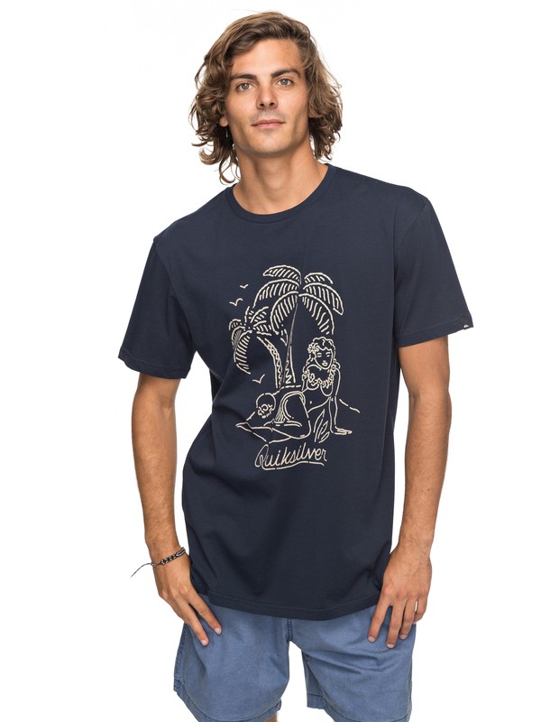 quiksilver, Classic Sayin - T Shirt col rond, NAVY BLAZER (byj0) 0 Classic Sayin - T Shirt col rond Bleu EQYZT04776 Quiksilver