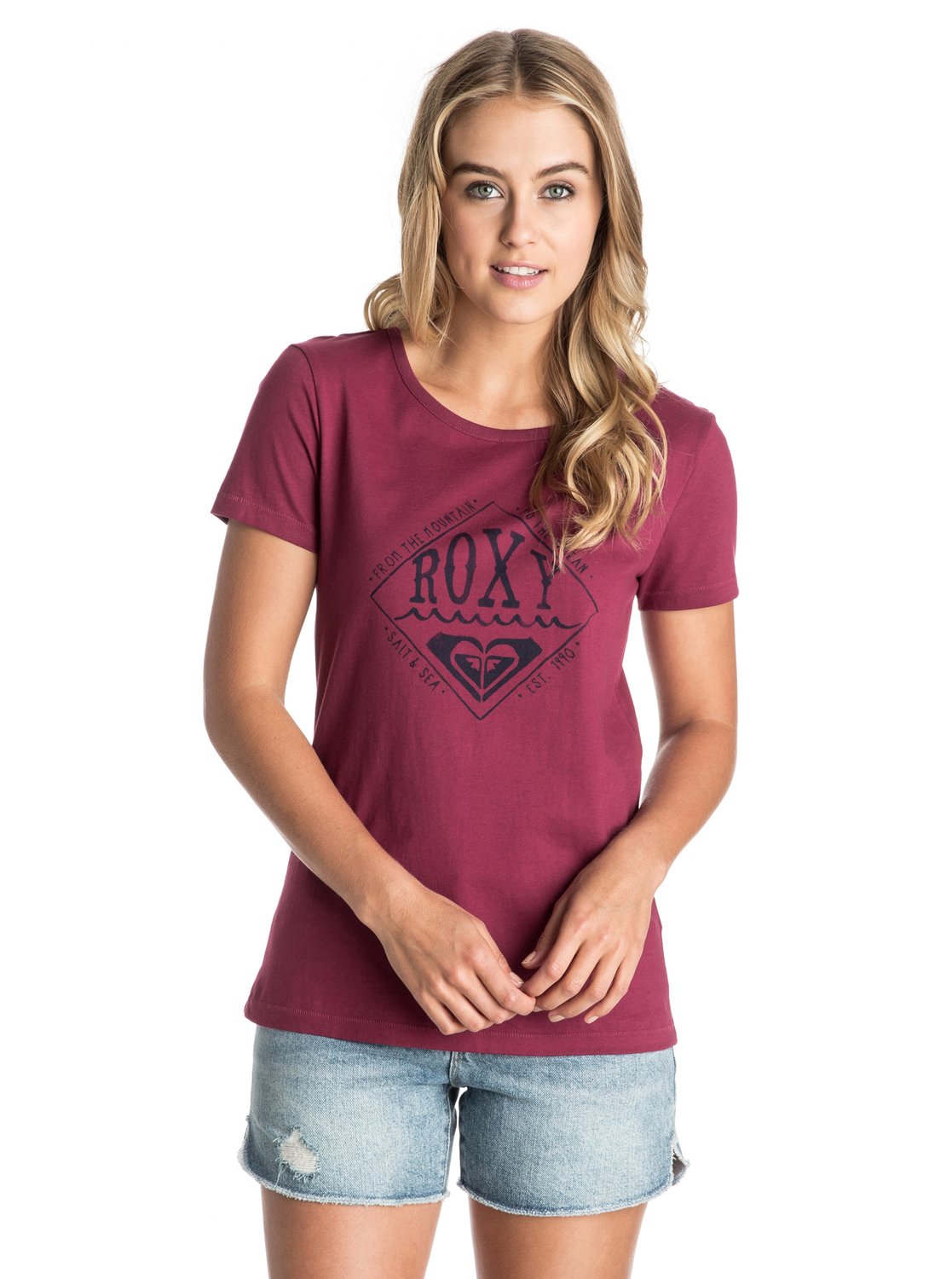Basic BasicЖенская футболка Basic от ROXY. Характеристики: легкий материал, короткие рукава, принт спереди. СОСТАВ: 100% хлопок.<br>