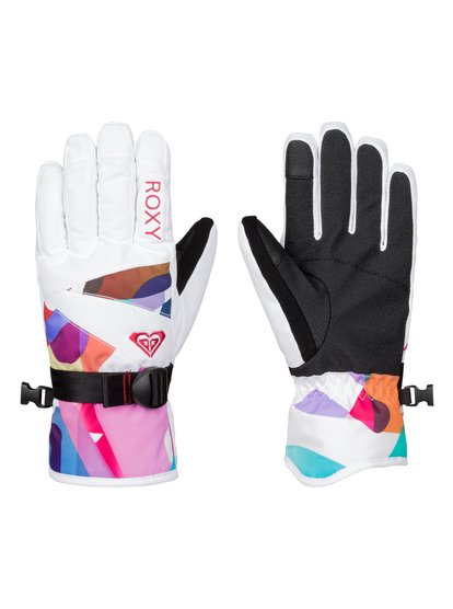 roxy, Сноубордические детские перчатки Roxy Jetty, MILO TYPO_BRIGHT WHITE (wbb3) ROXY Jetty - Snow Gloves ERGHN03007
