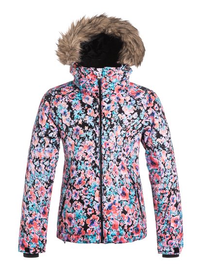 roxy, Сноубордическая детская куртка Jet Ski, MADISON FLOWERS_TRUE BLACK (kvj4) Jet Ski - Snowboard Jacket ERGTJ03017