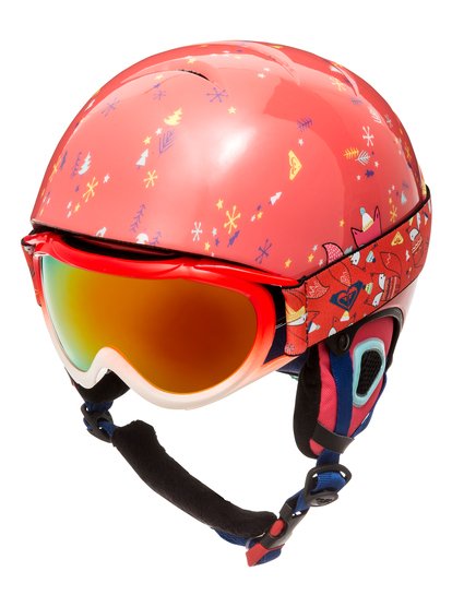 roxy, Сноубордические шлем и маска Misty, NEON GRAPEFRUIT_FOXES (nkn9) Misty - Helmet and Goggle Set ERGTL03001