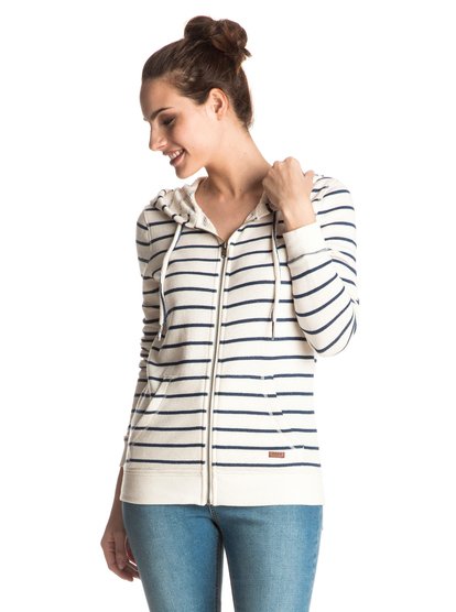 roxy, Худи на молнии Signature Stripe, MARSHMALLOW SIGNATURE (wbt4) Signature Stripe - Zip-Up Hoodie ERJFT03487