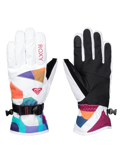 roxy, Сноубордические перчатки Roxy Jetty, MILO TYPO_BRIGHT WHITE (wbb3) ROXY Jetty - Snow Gloves ERJHN03032