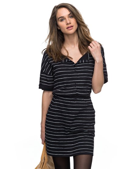 roxy, Платье Feel It All, ANTHRACITE PENCIL STRIPE (kvj4) Feel It All - Short Sleeve Dress ERJKD03132