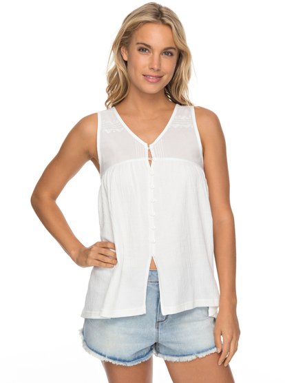 roxy, Топ на пуговицах Delila Lace, MARSHMALLOW (wbt0) Delila Lace - Button Front Top ERJKT03361