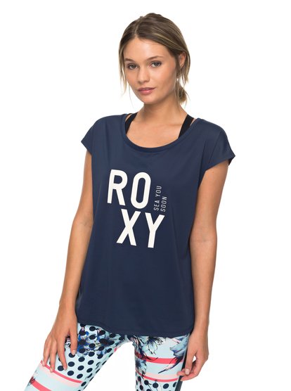 roxy, Футболка Parisian Walkway, DRESS BLUES (btk0) Parisian Walkway - Technical Cap Sleeve T-Shirt ERJKT03395