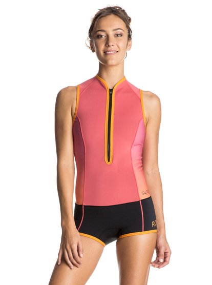 roxy, Короткий гидрокостюм Syncro 1mm с нагрудной молнией, PARADISE PINK (mlr0) Syncro 1mm - Front Zip Short Spring Suit ERJW603007