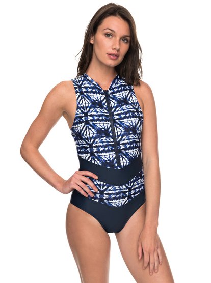 roxy, Купальник ROXY Fitness Colorblock, DRESS BLUES GEOMETRIC FEELING (btk8) ROXY Fitness Colorblock - One-Piece Swimsuit ERJX103106