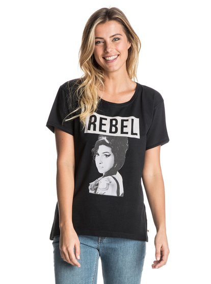 roxy, ROXY Band Collab Amy Rebel - T-Shirt, TRUE BLACK (kvj0) ROXY Band Collab Amy Rebel - T-Shirt ERJZT03743