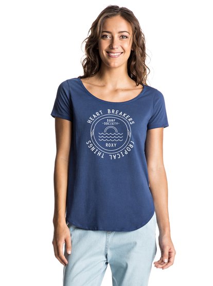 roxy, Футболка Tulip Side Washed Heart Breakers, BLUE DEPTHS (bta0) Tulip Side Washed Heart Breakers - T-Shirt ERJZT03817