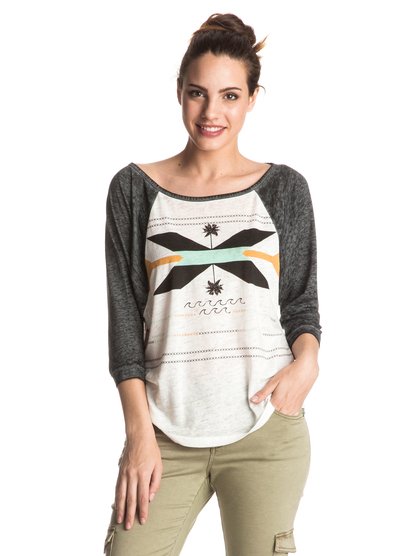 roxy, Футболка с длинным рукавом Surfer Dude Colourblock Palm, MARSHMELLOW (wbt0) Surfer Dude Colourblock Palm - Long Sleeve T-shirt ERJZT03869