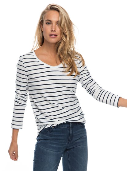 roxy, Лонгслив Just Simple Stripe, MARSHMALLOW LEXI STRIPE (wbt5) Just Simple Stripe - Long Sleeve T-Shirt ERJZT04014